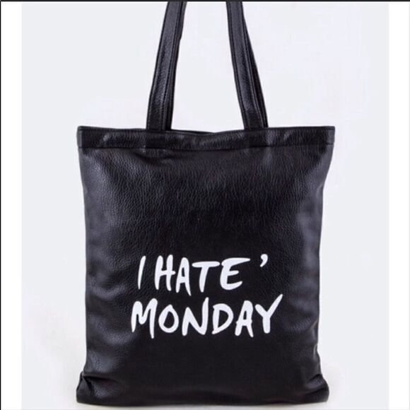 TOTE Faux leather sequin I Hate Monday Gray - Picture 2 of 2